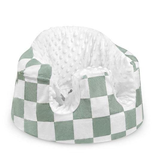 DILIMI Minky Seat Cover Compatible with Bumbo Seat, Removable Ultra Soft Comfortable Warm Seat Slipcover for Baby Girl and Boy, Green Checkered