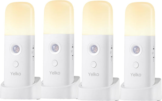 YELKO Motion Sensor Night Lights, Rechargeable nightlights Battery Operated, Dimmable Table lamp with 5 Levels Brightness Adjustable, Cordless Dimmable LED Nursery Night Lights for Home