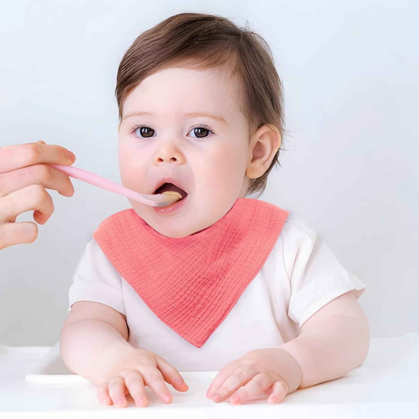 PandaEar 8 Pack Muslin Bibs for Baby Girls, 100% Cotton Baby Bandana Bibs for Newborns, Absorbent Burp Cloths for Teething & Drooling