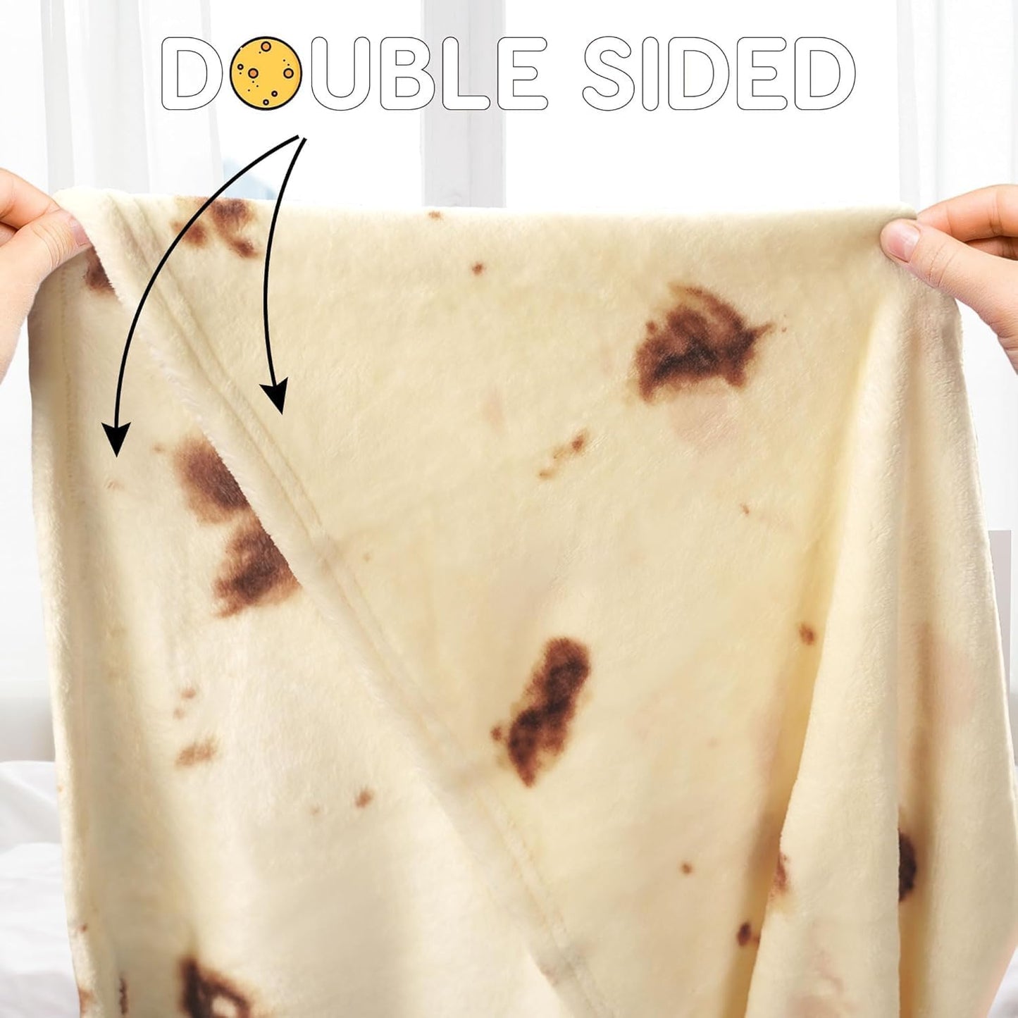 Zulay Giant Double Sided Tortilla Blanket with Drawstring Bag - Novelty Blanket for Adults & Kids - Soft Flannel Round Tortilla for Indoors, Outdoors, Travel, Home, 285 GSM - 60 Inches