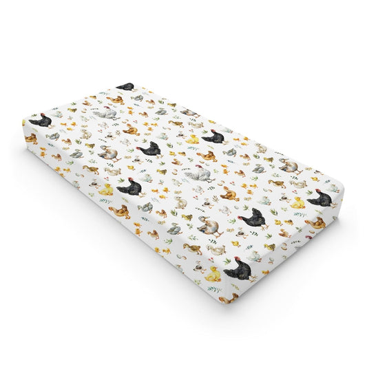Spring Farm Animals Boho Leaves Changing Pad Covers Chick Rooster Hen Duck Eggs Baby Diaper Changing Pad Cover for Boy Girl Soft Breathable Stretchy Baby Changing Table Sheets Mats 32''x16''
