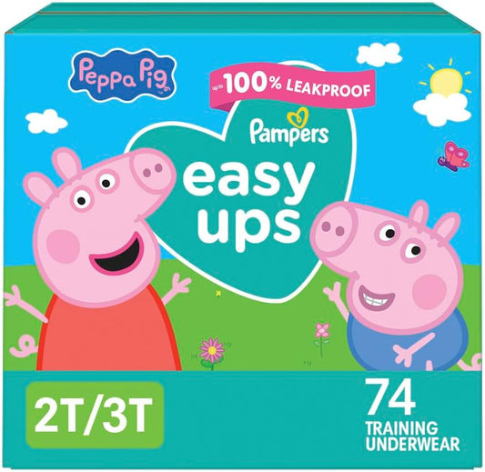 Pampers Training Pants - Easy Ups Girls & Boys - Size 2T-3T, 74 Count, Peppa Pig Potty Underwear (Packaging May Vary)