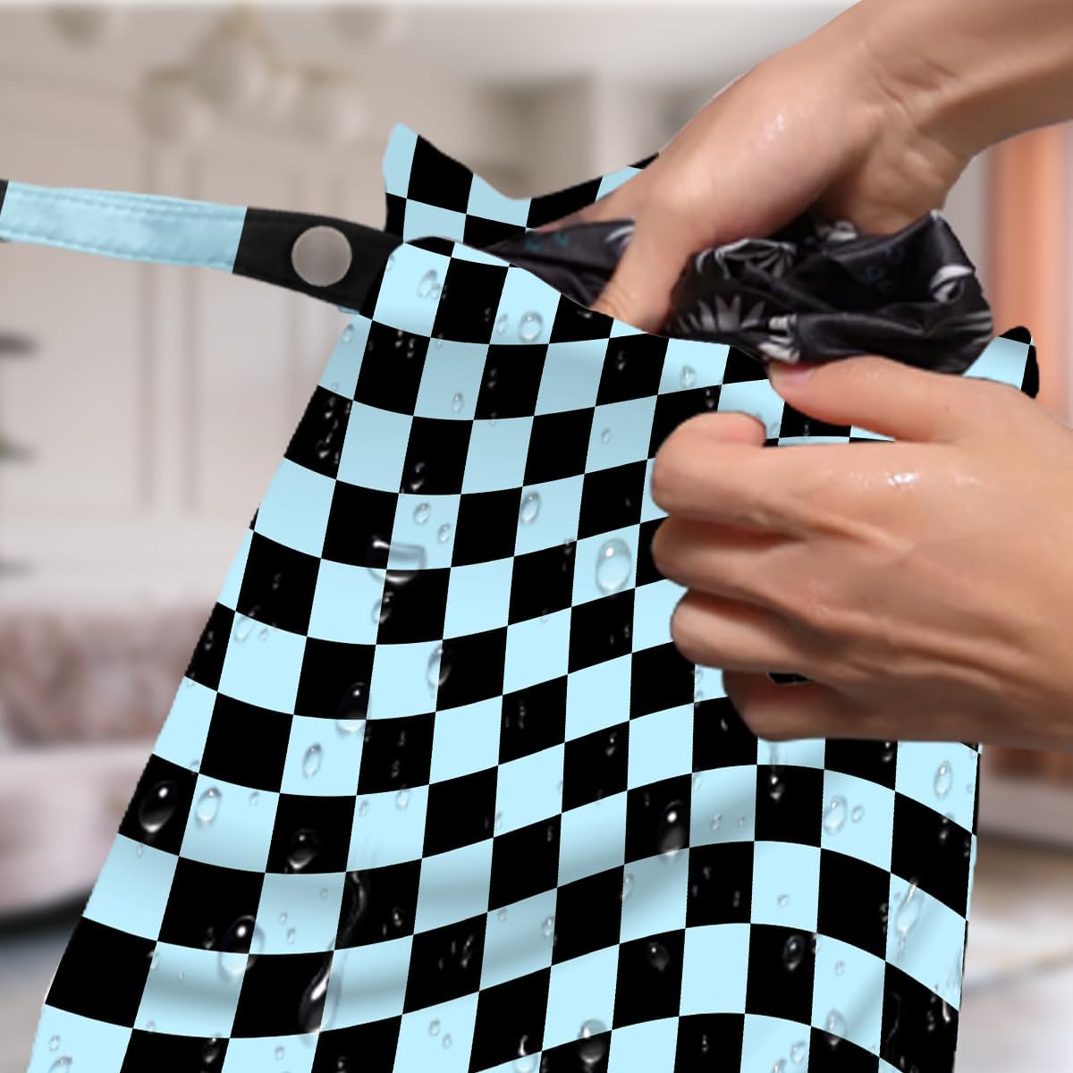 4 Pack Multicolor Checkered Wet Bag Waterproof Washable Reusable Wet Dry Bag for Swimsuit Clothes Cloth Diaper Travel Beach Pool Yoga Gym Toiletries Gift for Women Bestie Friend Birthday Christmas