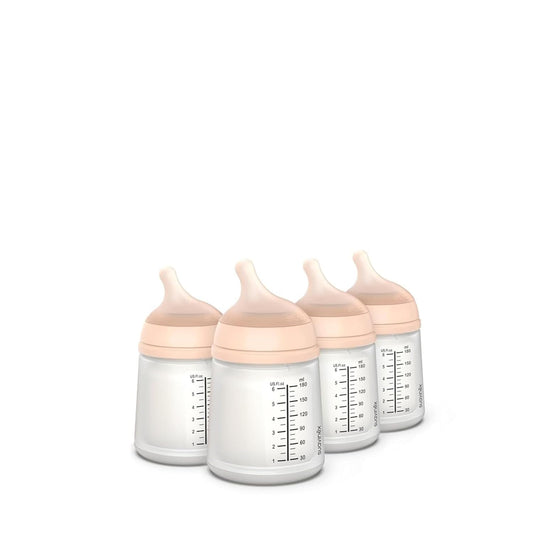 Suavinex Zero Zero Anti Colic Baby Bottle, No 1 Spanish Baby Bottle Brand, Minimizes Bottle Rejection & Nipple Confusion, Perfect for Breastfeeding Babies, 4 PK 6 oz, Fair Tone, Adaptable Flow