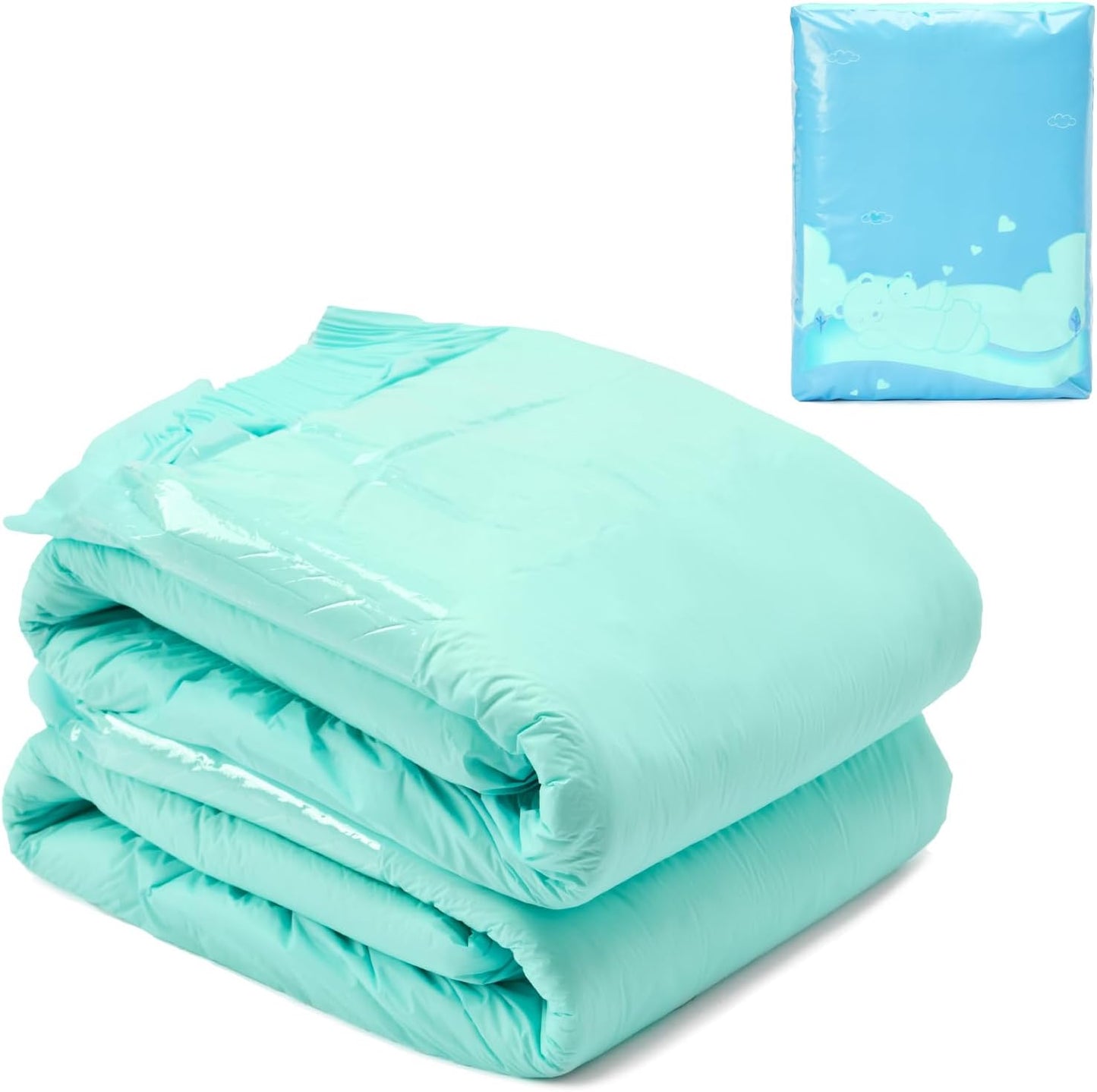 Littleforbig Adjustable Tapes Adult Diaper 2 Pieces - ABDry Ultra Absorbent Diapers Green (Large 36"-48")