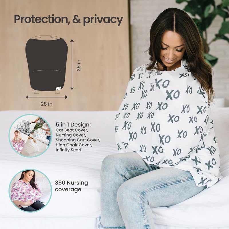 Copper Pearl Multi-Use Cover: Car Seat Covers, Nursing Cover, and Stroller Cover for Sun - Stretchy Fabric, All-Season Use, Stylish Designs, Easy Access for Moms - Maeve
