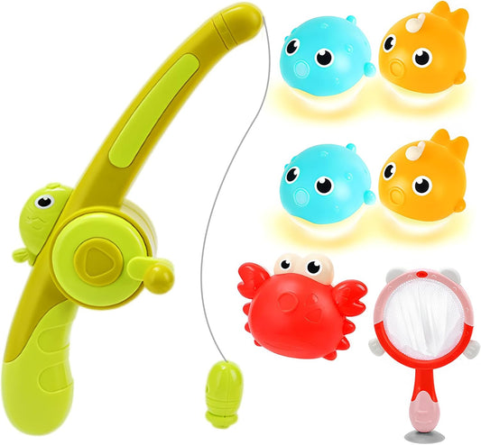 Light Up Bath Toys for Kids Ages 1- 3,7PC No Holes Baby Shower Bath Toys Set,Fun Magnetic Fishing Game Bathtub Toy,Birthday for Toddler Boys Girls 1 2 3 4 5 6 Old Year