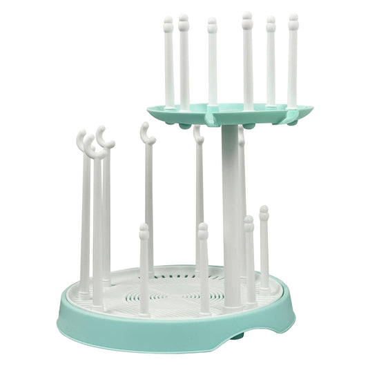 Baby Bottle Drying Rack,Double-Layer Bottle Drying Rack,Hold Up to 16 Baby Bottles,Suitable for Indoor, Kitchen, Living Room（Quiet Blue）