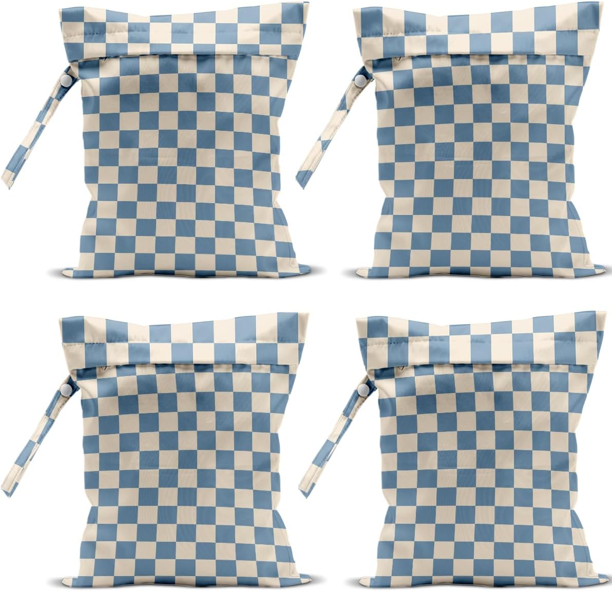 4 Pack Cute Wet Bag Waterproof Washable Reusable Wet Dry Bag for Swimsuit Clothes Cloth Diaper Travel Beach Pool Yoga Gym Birthday Party Camping Toiletries Travel Beach Essentials Blue Checkered