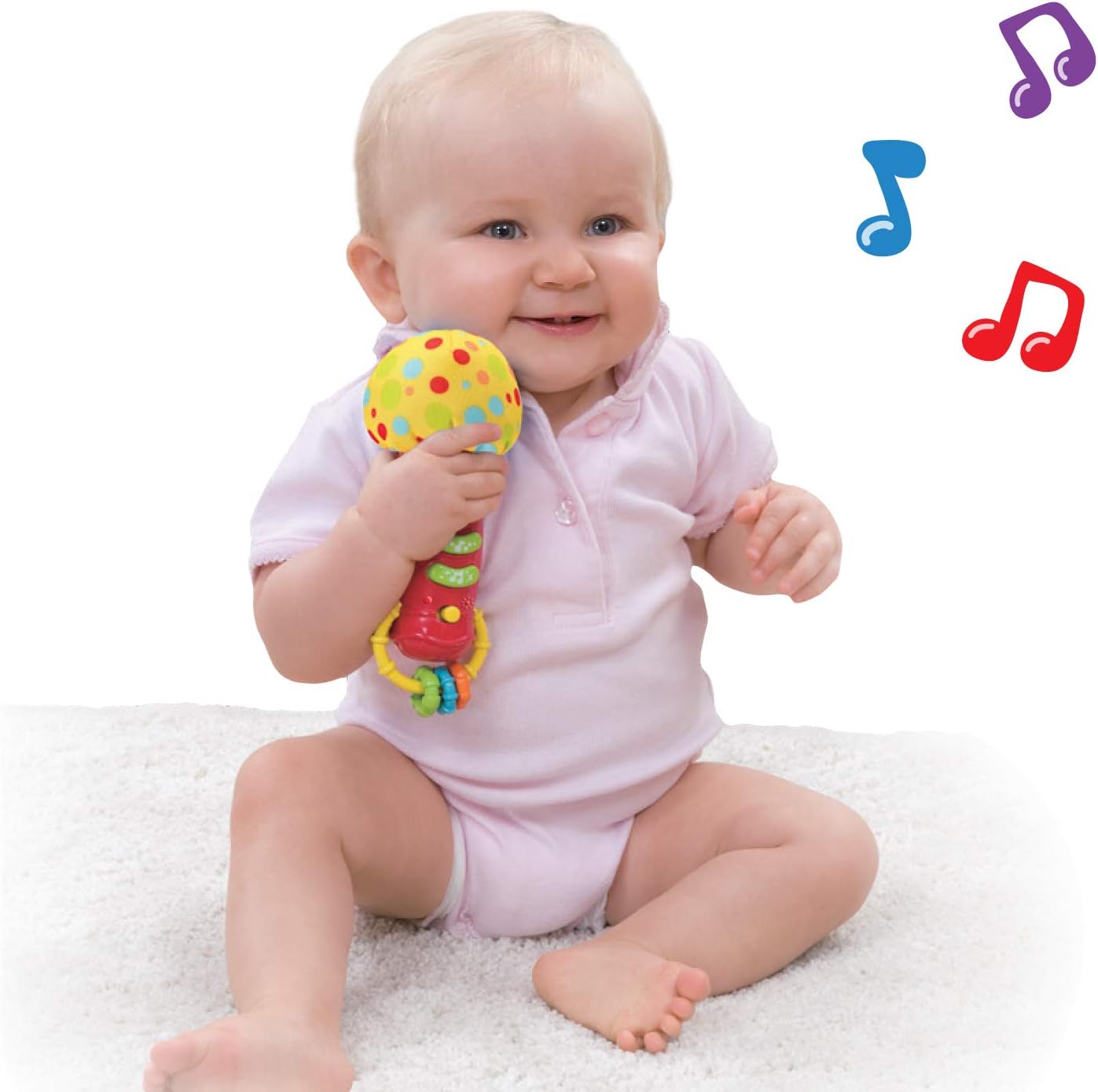 Baby Microphone Toy. My First Kids Microphone with Sounds and Teethers/Rattle. Battery Operated Toy for Toddlers and Babies 3-36 Months