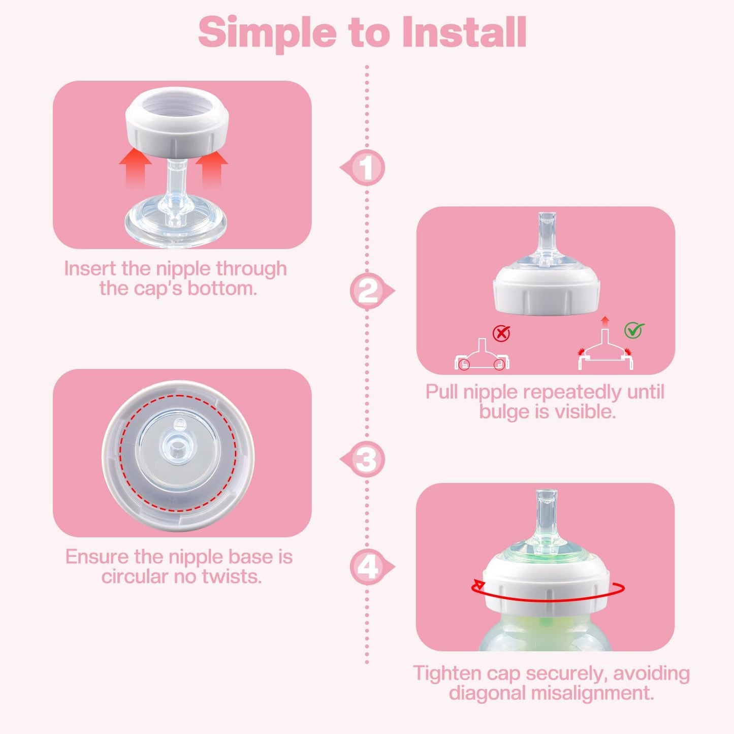 Sippy Nipple Compatible with Dr. Brown's Wide-Neck Baby Bottles & Sippy Spout Bottles
