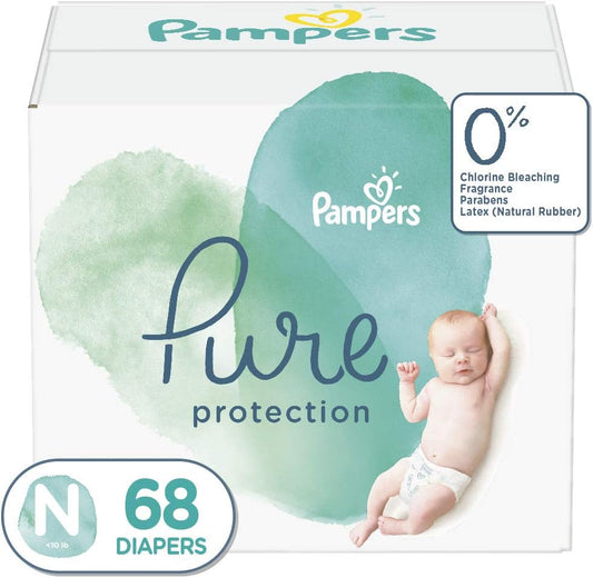 Pampers Pure Protection Disposable Baby Diapers, Hypoallergenic and Unscented, 68 Count, For Newborns up to 10 Pounds