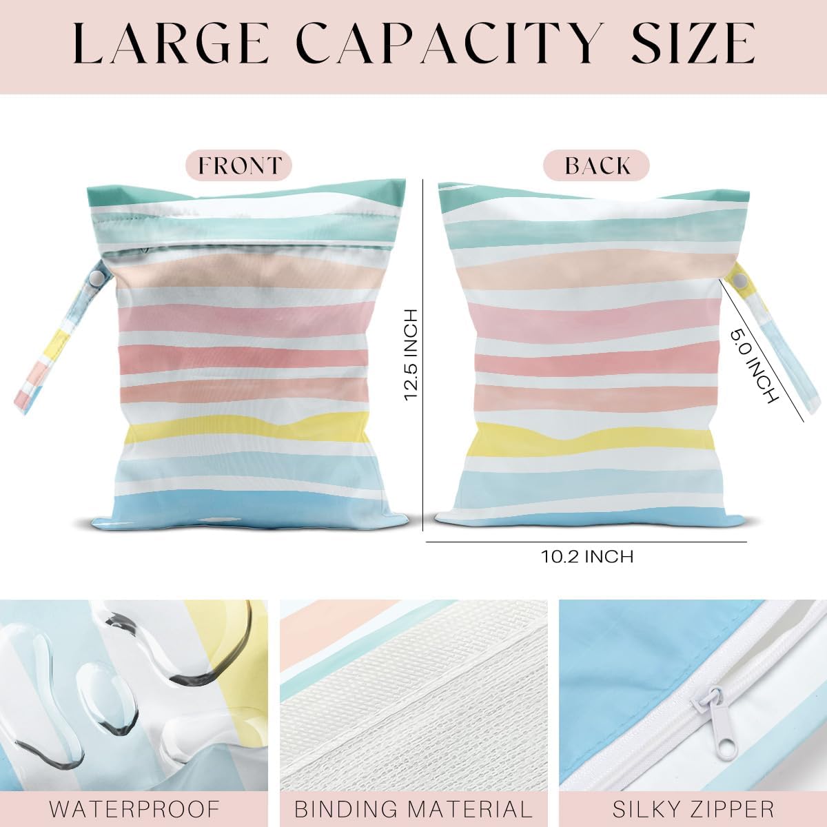 4 Pack Wet Bag for Swimsuit, Beach Travel Essentials Wet Dry Bag, for Sunscreen Toiletry Dirty Clothes Yoga Gym Diaper, Friend Summer Beach Vacation Gifts. Starfish, waves