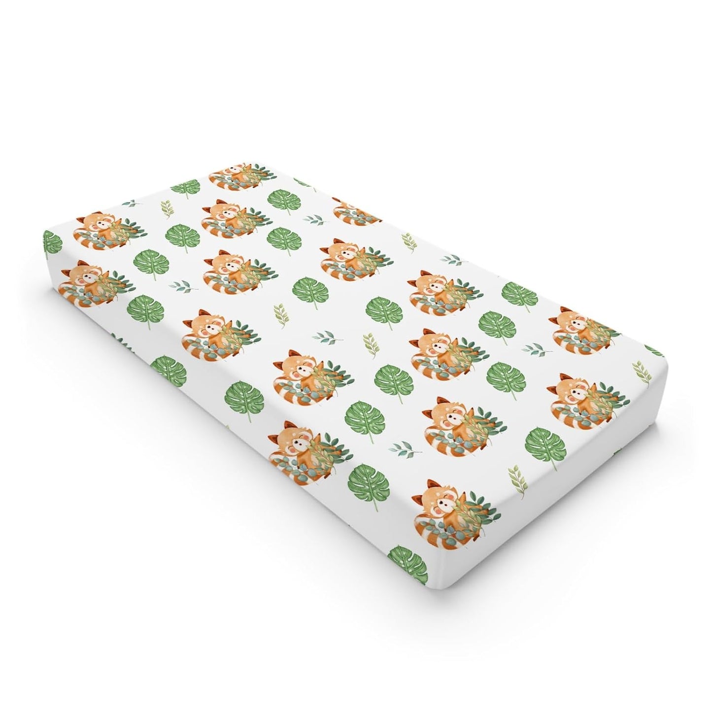 Cartoon Panda Tropical Leaves Changing Pad Cover Cute Panda Boho Leaf Unisex Diaper Change Table Sheets for Boy Girl Animal Wildlife Soft Stretchy Snug Fitted Diaper Changing Pad Cover Mats 32''x16''