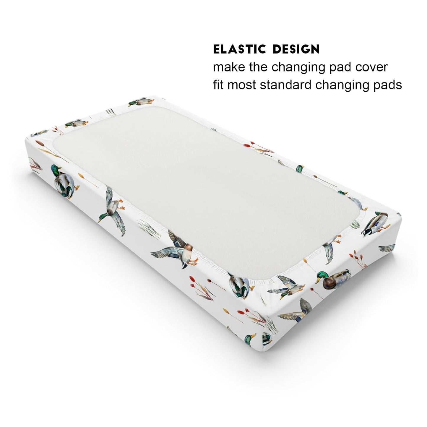 Watercolor Mallard Duck Hunting Changing Pad Cover Duck Hunting Nursery Decor Change Table Sheets for Baby Boy Girl Wild Duck Leaves Soft Breathable Stretchy Snug Fitted Changing Table Mats 32''x16''