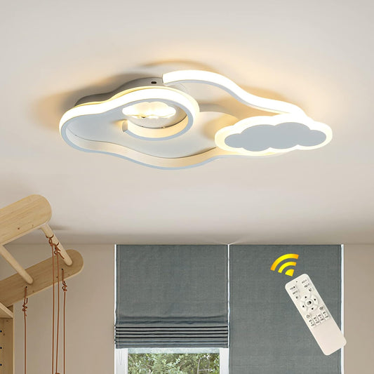 Tioolo Modern LED Ceiling Light Dimmable Cloud Ceiling Lights Flush Mount Acrylic Ceiling Lamp with Remote Creative Cartoon Ceiling Lighting Fixture for Boy Girl Room Bedroom Living Room 42W/White