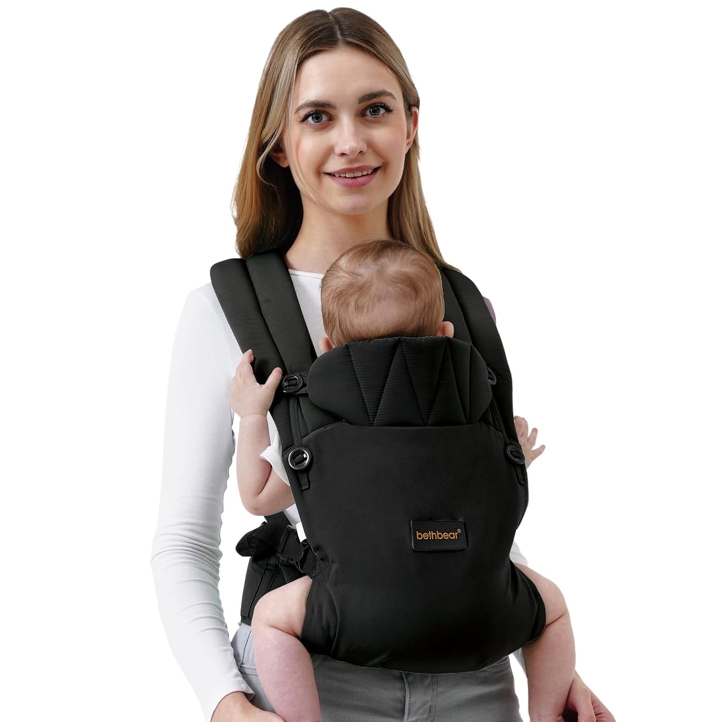 Baby Carrier Newborn to Toddler, 7-45 lbs with Natural Cotton Linen, Ergonomic Design,Versatile and Adjustable,Hands Free for Moms&Dads (Black)