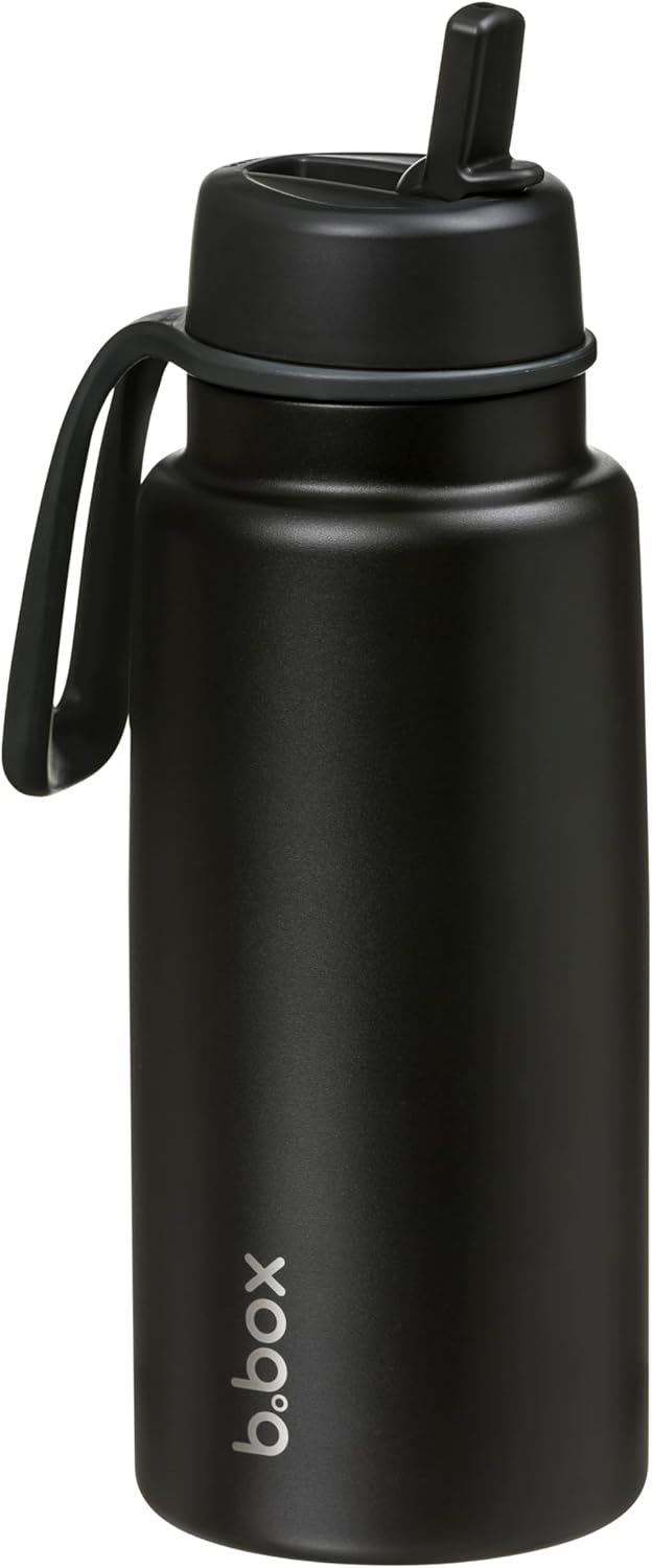b.box Triple Insulated 34oz Water Bottle w/Stainless Steel Straw. 46 Hours Cold. Leak Proof Tumbler with Lid and Straw for Travel, Gym & School. BPA Free Sports Water Bottles.