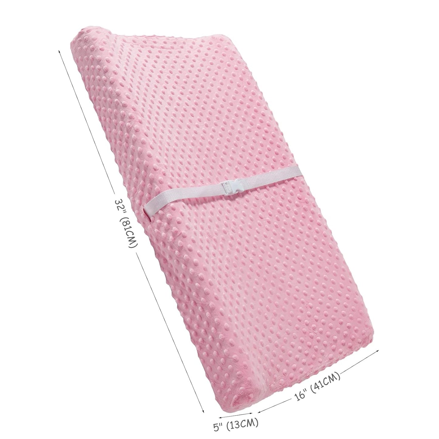 Solid Changing Table Pad Cover Cradle Sheet, Fits 32"/34''x16 Contoured Diaper Changing Pad, Ultra Soft Cozy Dots Plush Changing Table Covers, Breathable Wipeable Removable (Candy Pink)