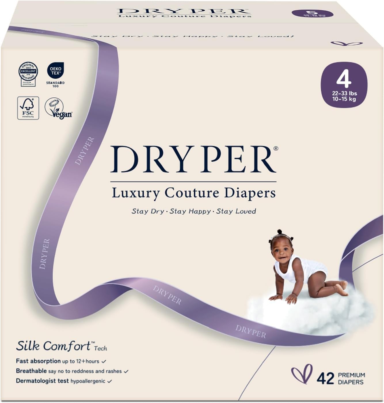 Baby Nappies - Size 4 (10-15kg / 22-33 lbs), 6 x 7 Nappies (42 Total), Ultra Soft Nappies Super Absorption Core Disposable Baby Diapers