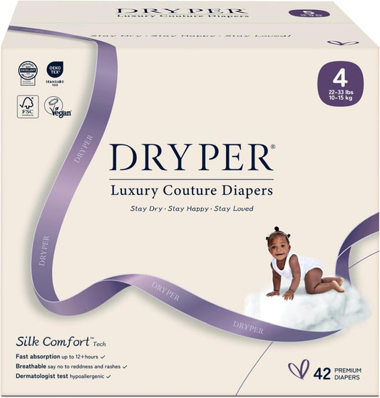 Baby Nappies - Size 4 (10-15kg / 22-33 lbs), 6 x 7 Nappies (42 Total), Ultra Soft Nappies Super Absorption Core Disposable Baby Diapers