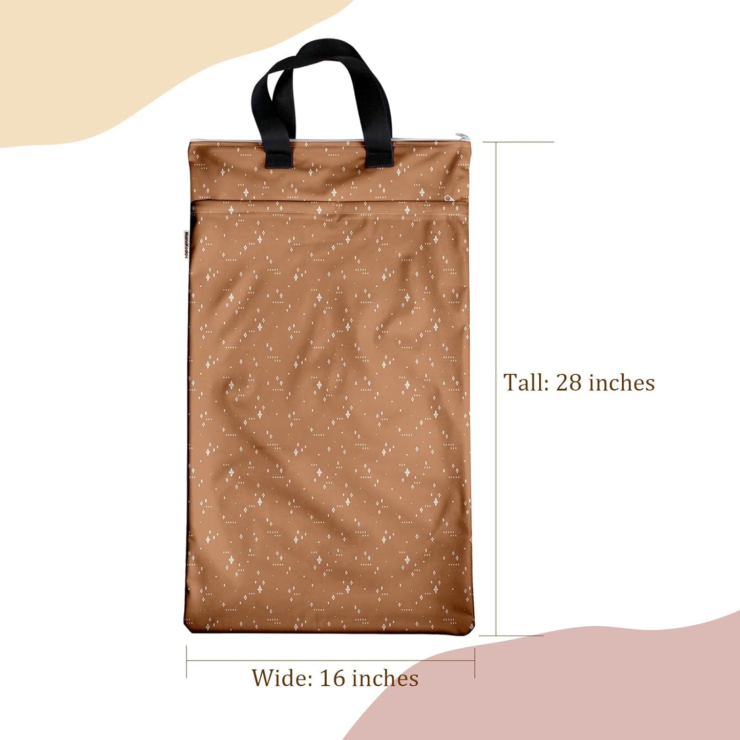 Mama Koala Reusable Hanging Wet Dry Bags for Baby Items, Cloth Diapers, Swimsuits, Travel, Gym Clothes, Beach, Pump Parts, Toiletries, Two Zippered Pockets, 2 Pack (W004L)