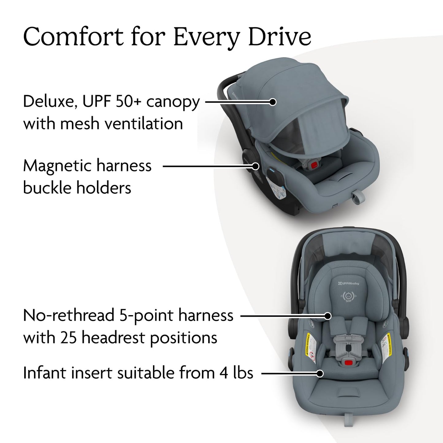 UPPAbaby Mesa V3 Infant Car Seat - Easy Installation + SmartSecure Technology - Attaches to Stroller | Base + Infant Insert Included - Callum (Stone Blue)
