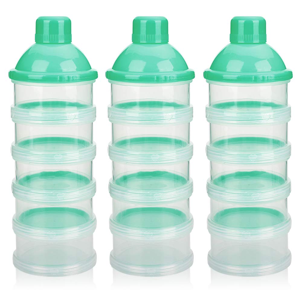 Accmor Formula Dispenser On The Go, 5 Compartments Stackable Formula Container for Travel, Baby Milk Powder Kids Snack Container, BPA Free