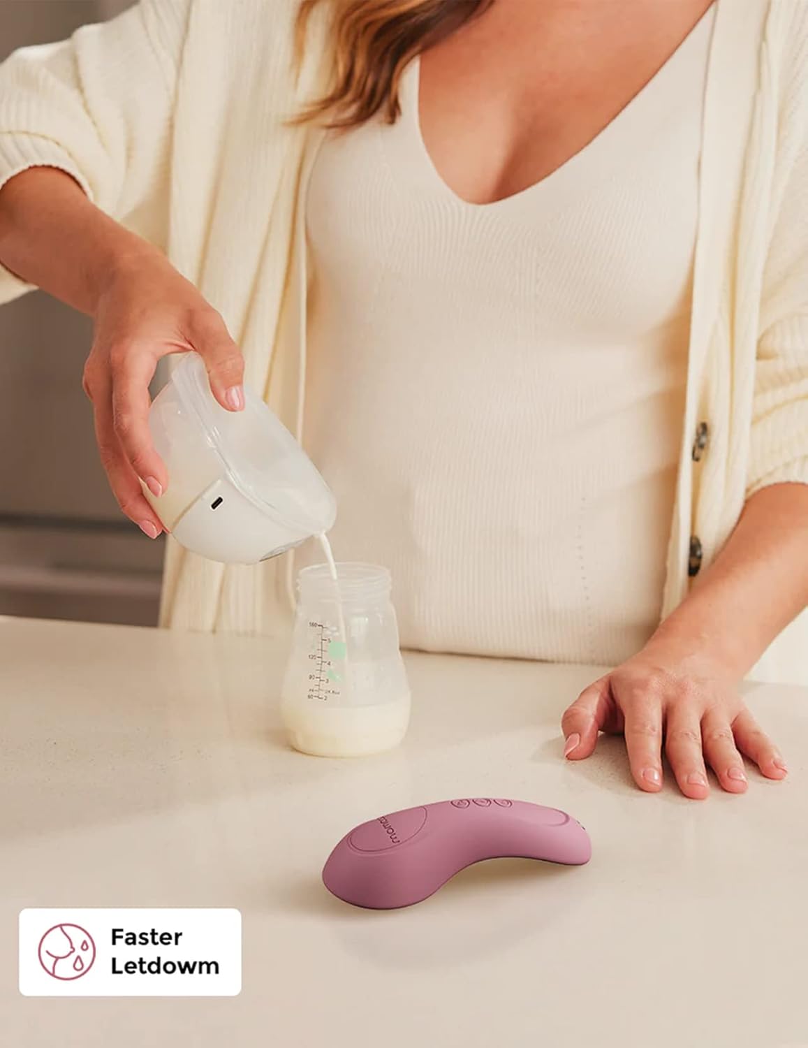 Momcozy Rolling Lactation Massager with Heat, 3-in-1 Real-Like Massage for Relieve Clogged Ducts, Breast Massager Warming for Breastfeeding, Improve Milk Flow, Dusty Rose