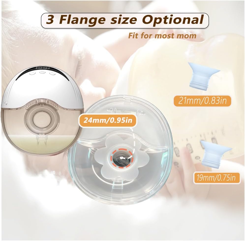 Wearable Breastfeeding Pump,4 Modes & 12 Levels, Hands Free Breast Pump, Portable Double Pump,Electric Breast Pump,Lightweight,Painless Comforts, Flange Sizes (19/21/mm) (White 2 Pack)