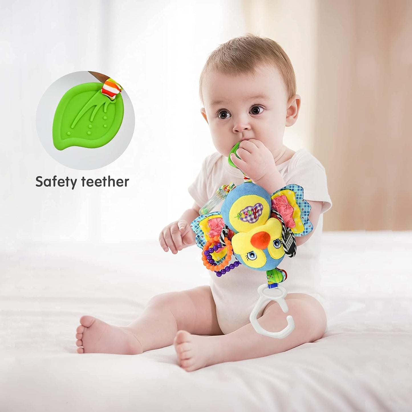 Baby Rattles Toys with Teether,Bed Bell for Toddler in pram,Gifts for Baby Aged 3 Months or More (Bird)