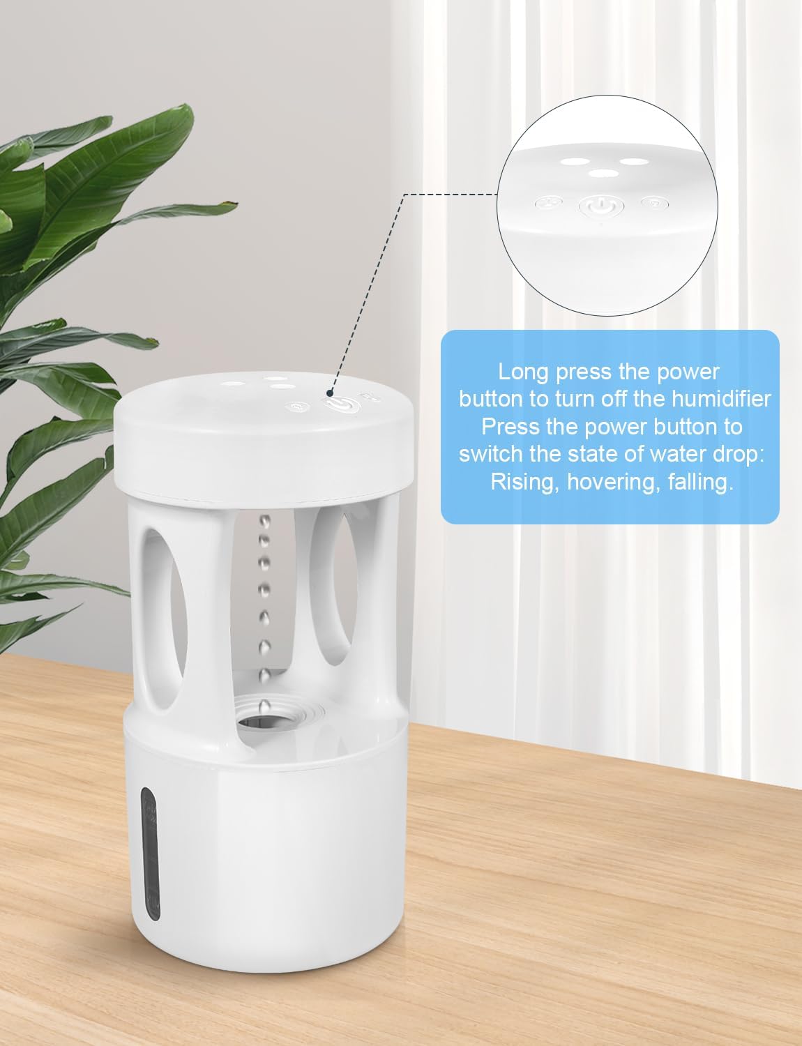 Anti Gravity Humidifier with Night Light, Drip Drop Humidifier for Bedroom/Baby Nursery/Bathroom/Living Room