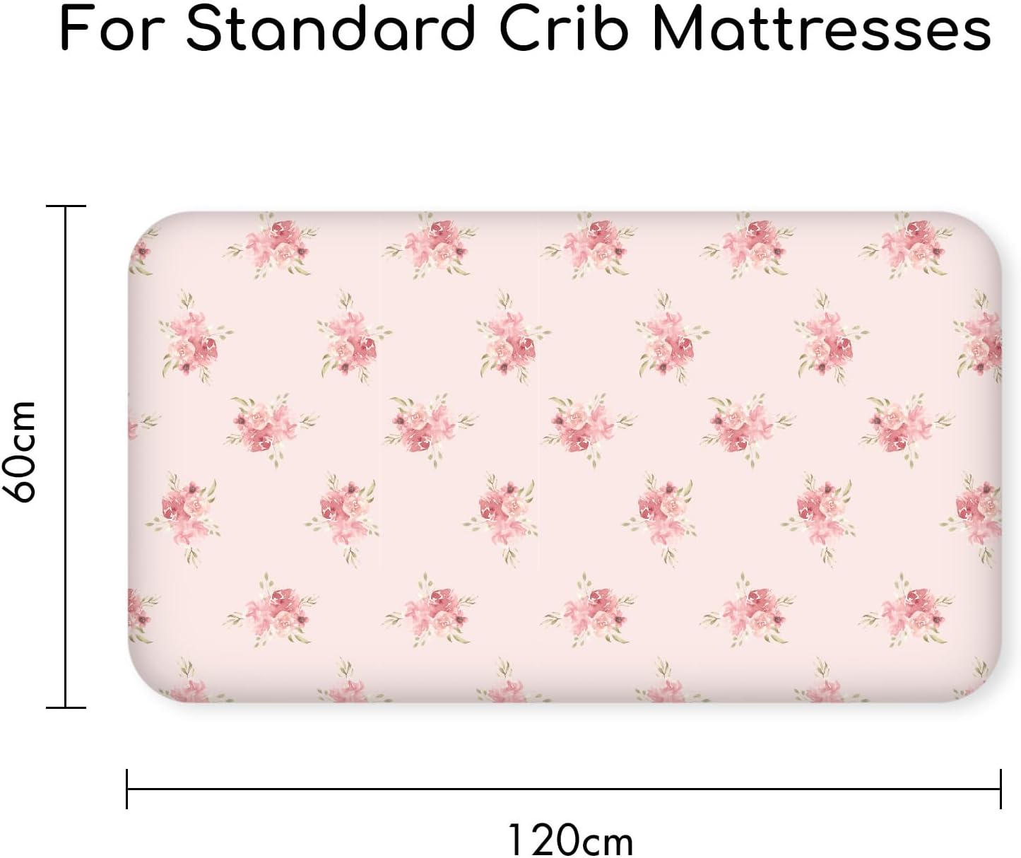 Nap Mat Sheet 47"x24", 3 Pack Pink Floral Baby Crib Sheets Fitted Elastic Corners, Preschool Day Care Rest Mat Cover, Soft Breathable - Compatible with Regalo My Cot, Joovy Travel Cot