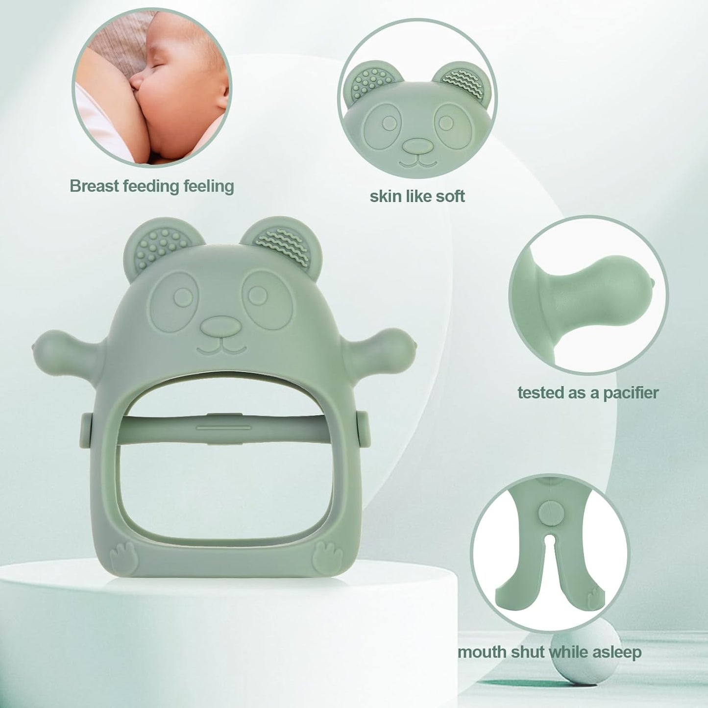 3 Pack Baby Teething Toys 3 Months+, Silicone Teething Mitten for Babies Anti Drop Wrist Hand Teether, Baby Chew Toys for Sucking Needs