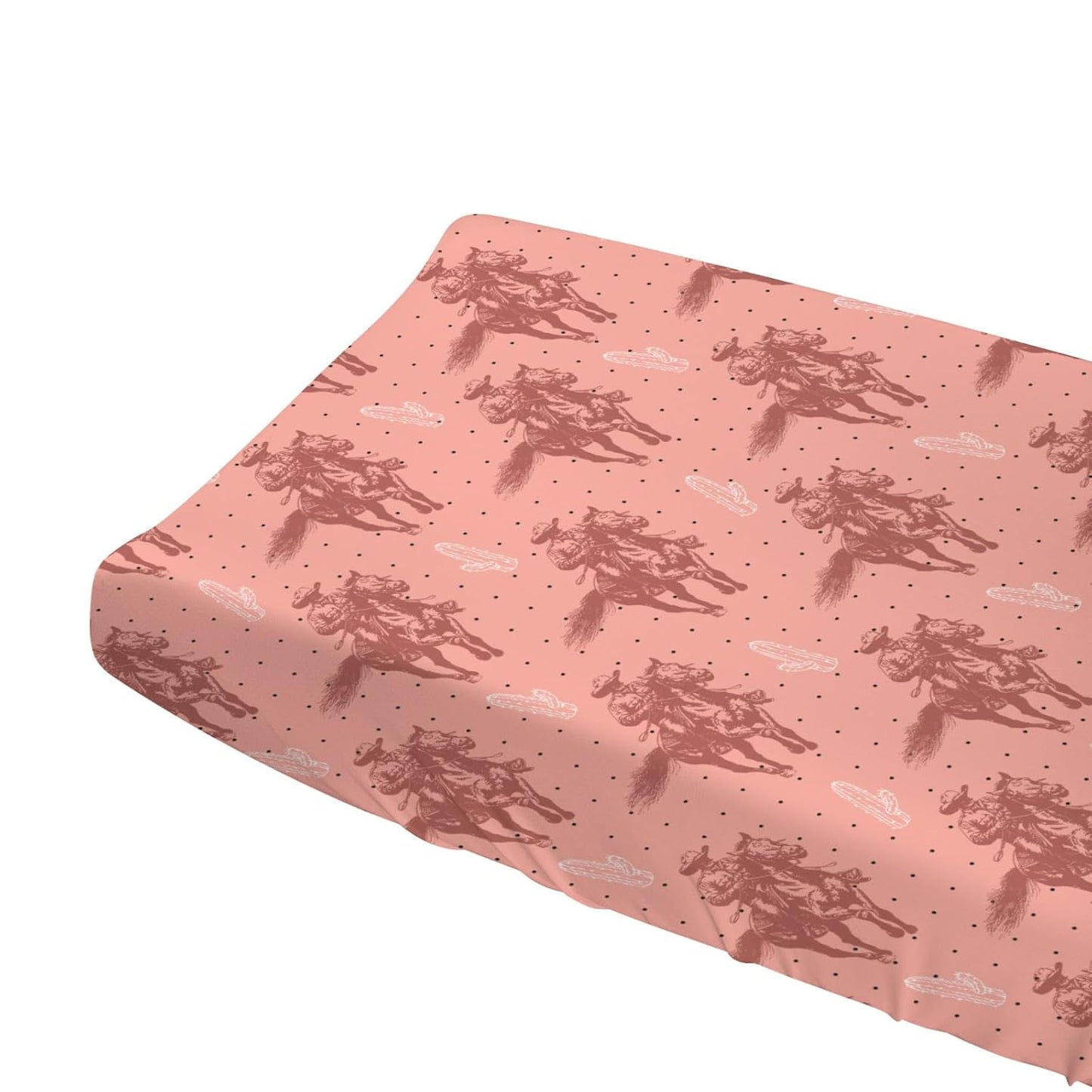 Pink Western Cowboy Cactus Baby Changing Pad Covers Vintage Cowboy Horse Changing Table Sheets for Boy Girl Retro West Plants Soft Breathable Stretch Diaper Change Table Pad Mats Covers 32''x16''