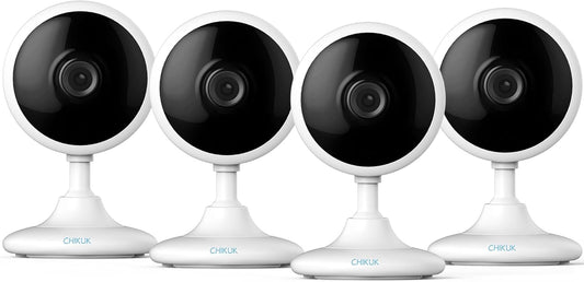 2K Home Security Camera, Indoor Camera for Dog/Pet/Elder/Baby Monitor, Smart Phone App Siren, 2-Way Audio, Advanced Motion Detection Night Vision, 4pcs，SD/Cloud Storage, Alexa Compatible