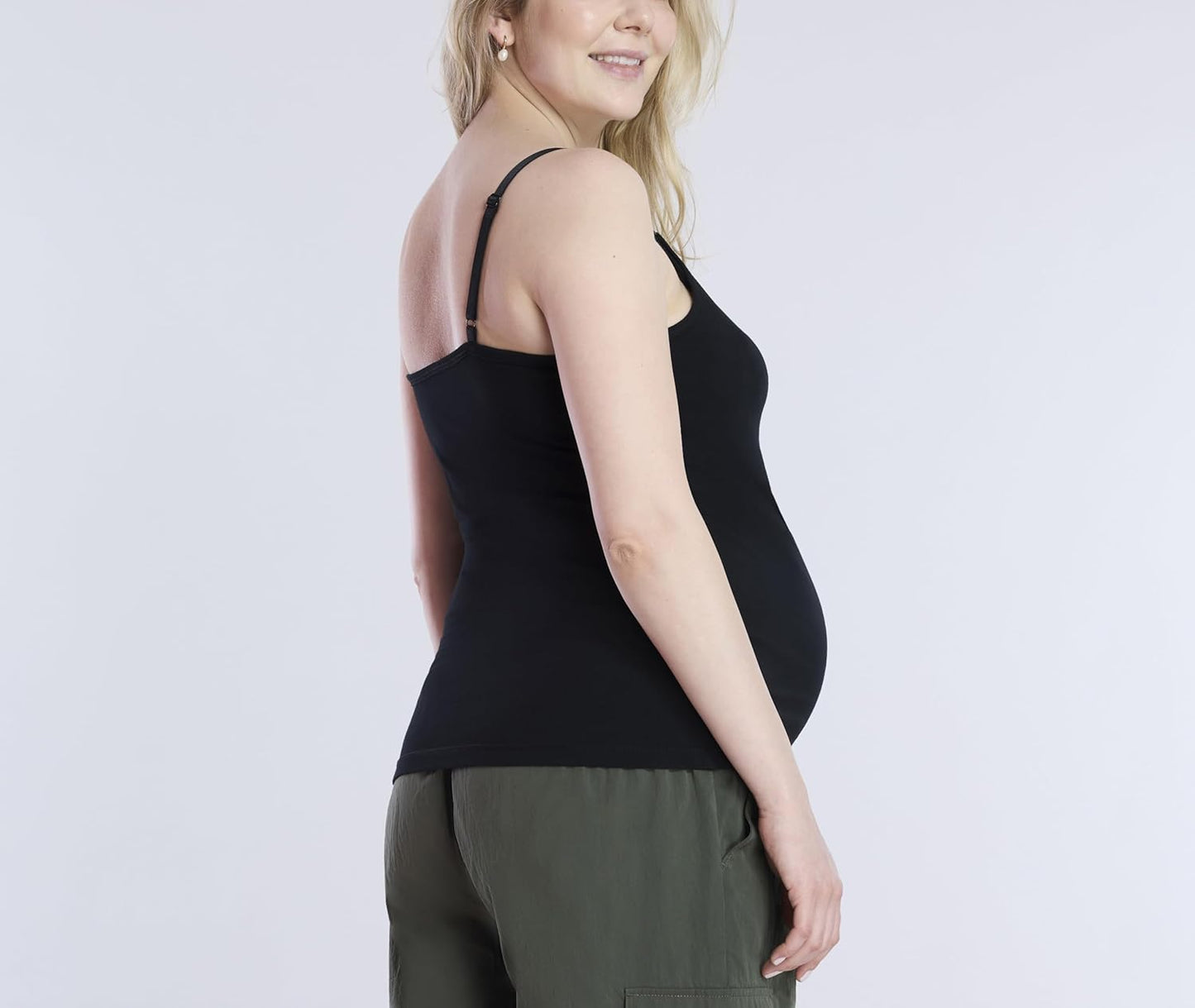Motherhood Maternity Women's Clip Down Nursing Tank Top Cami with Adjustable Straps and Built-in Shelf Bra for Breastfeeding