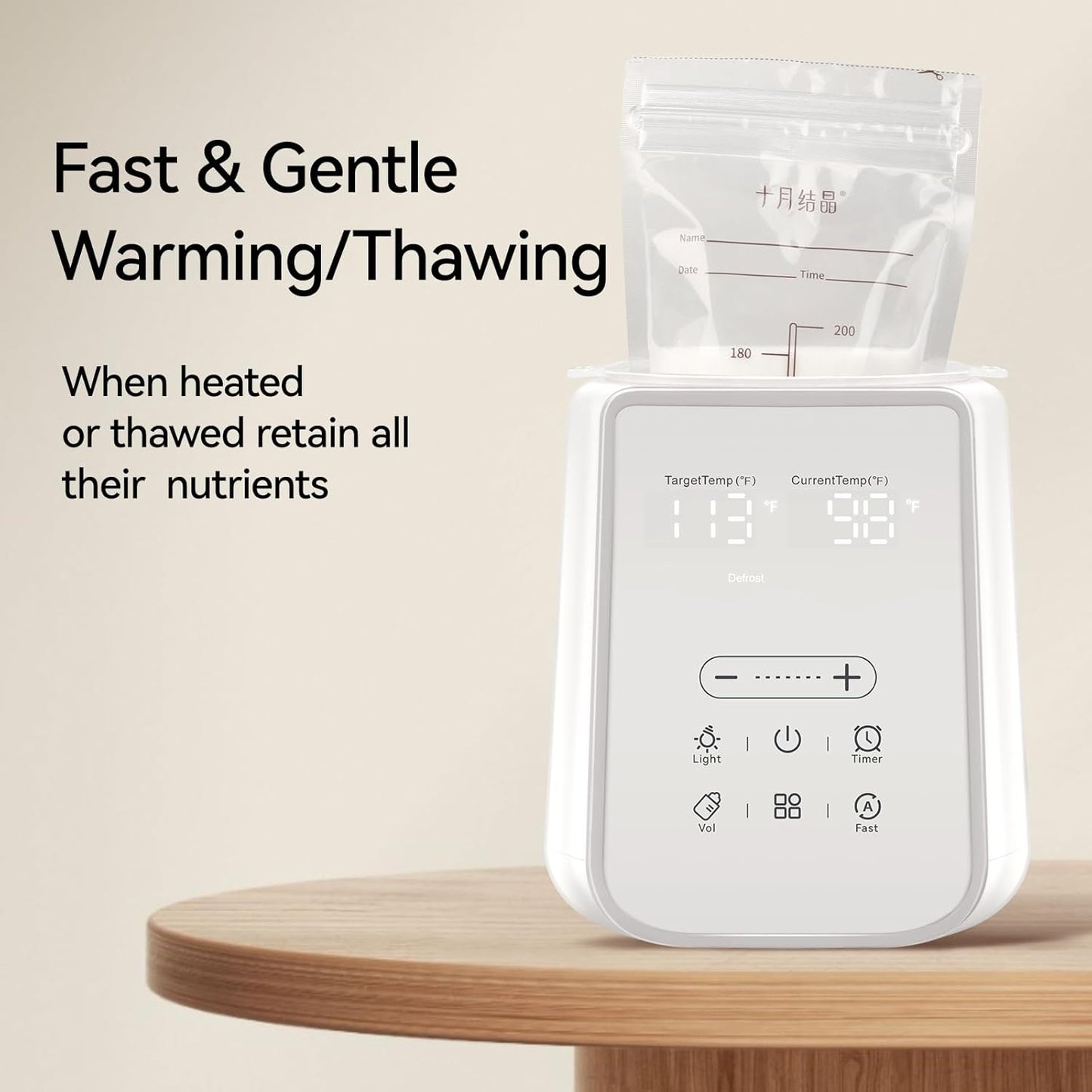 Baby Bottle Warmer for Breast Milk with Timer & Night Light, 11-in-1 Milk Warmer for Baby Bottles, 48H Keep Warm, BPA-Free Fast Heating with Adjustable Temperature (86-194℉) for Glass/PPSU Bottles