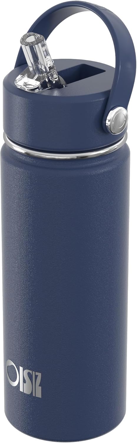 OISIZ 18oz Kids Water Bottle with Straw Lid, Vacuum Insulated Water Bottle 316 Stainless Steel Bottles for Kids for School, Leakproof Water cups, BPA Free and Keep Cold for 24 Hours,Easy to Clean
