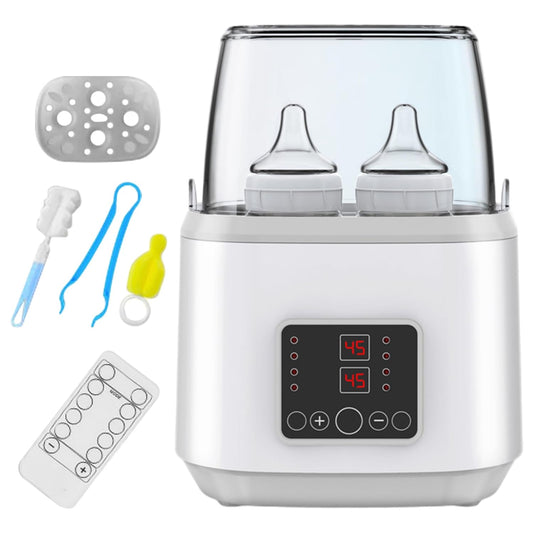 Baby Bottle Warmer ＆ Steriliser Temperature Adjustable Portable Bottle Warmer Remote Control Baby Food Heater with LCD Display for Breastmilk or Formula, Grey