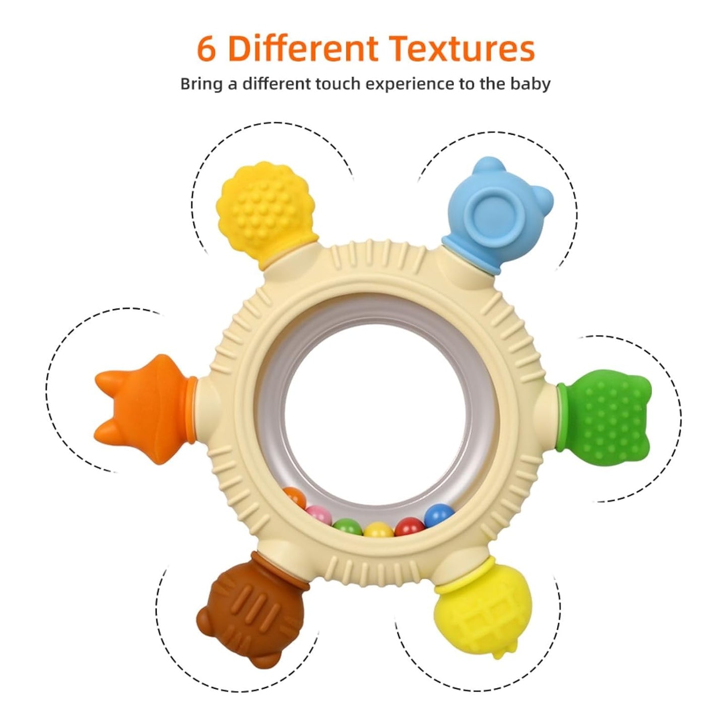 Baby Teething Toys Teething Rings Silicone Teethers for Babies 6-12 Months Baby Rattles & Plush Rings Sensory Toys for Soothing Sore Gums for Newborn Infant Essentials (Animals)