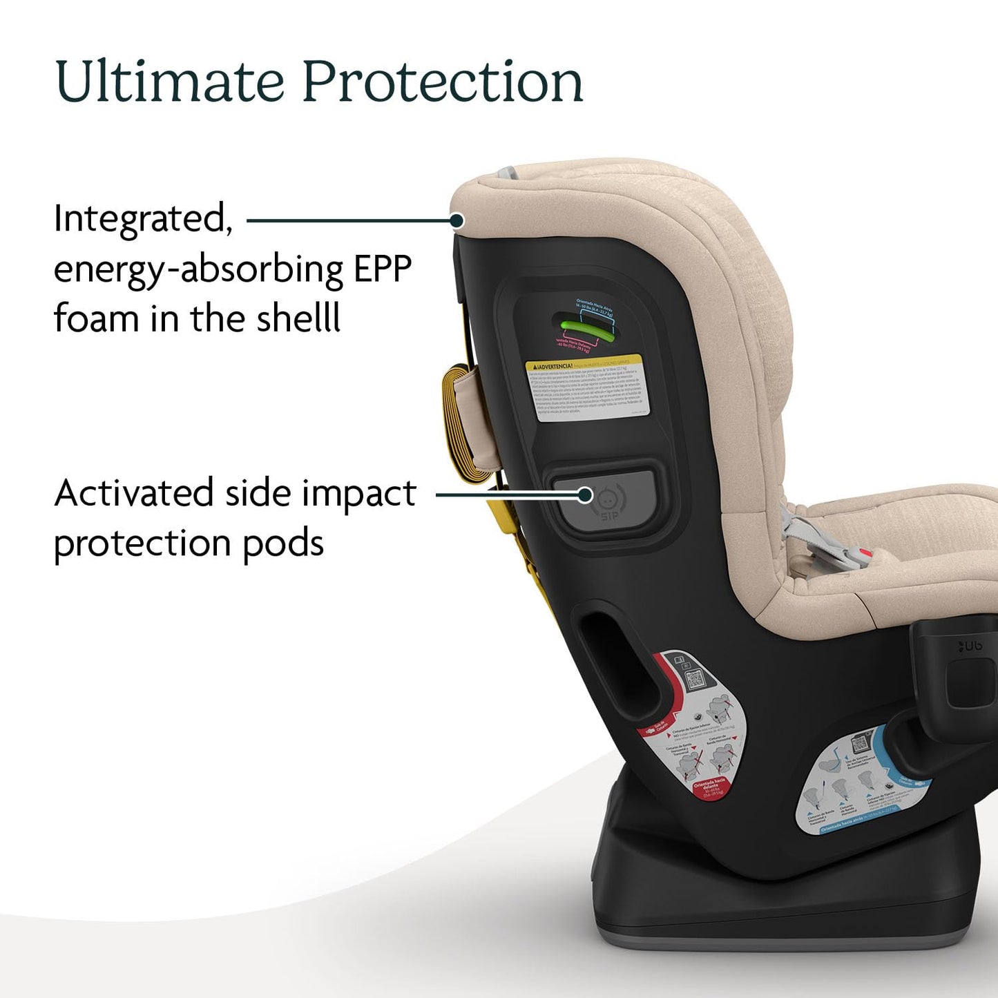 UPPAbaby Rove Convertible Car Seat - 2-in-1 Rear + Forward Facing - Quick + Secure 3-Step Install - Intuitive Safety Technology + Comfort Features - Cup Holder Included - Kavneer (Almond Mélange)