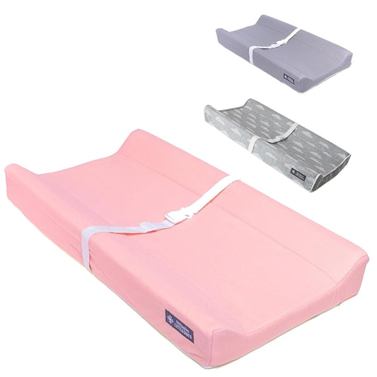 Baby Diaper Changing Pad Soft, Waterproof Changing Pad, Non-Slip Bottom, Safety Straps & Ergonomic Contoured Design - Wipeable Changing Pad Cover Standard Size (31.5"x16") Changing Tables & Dressers