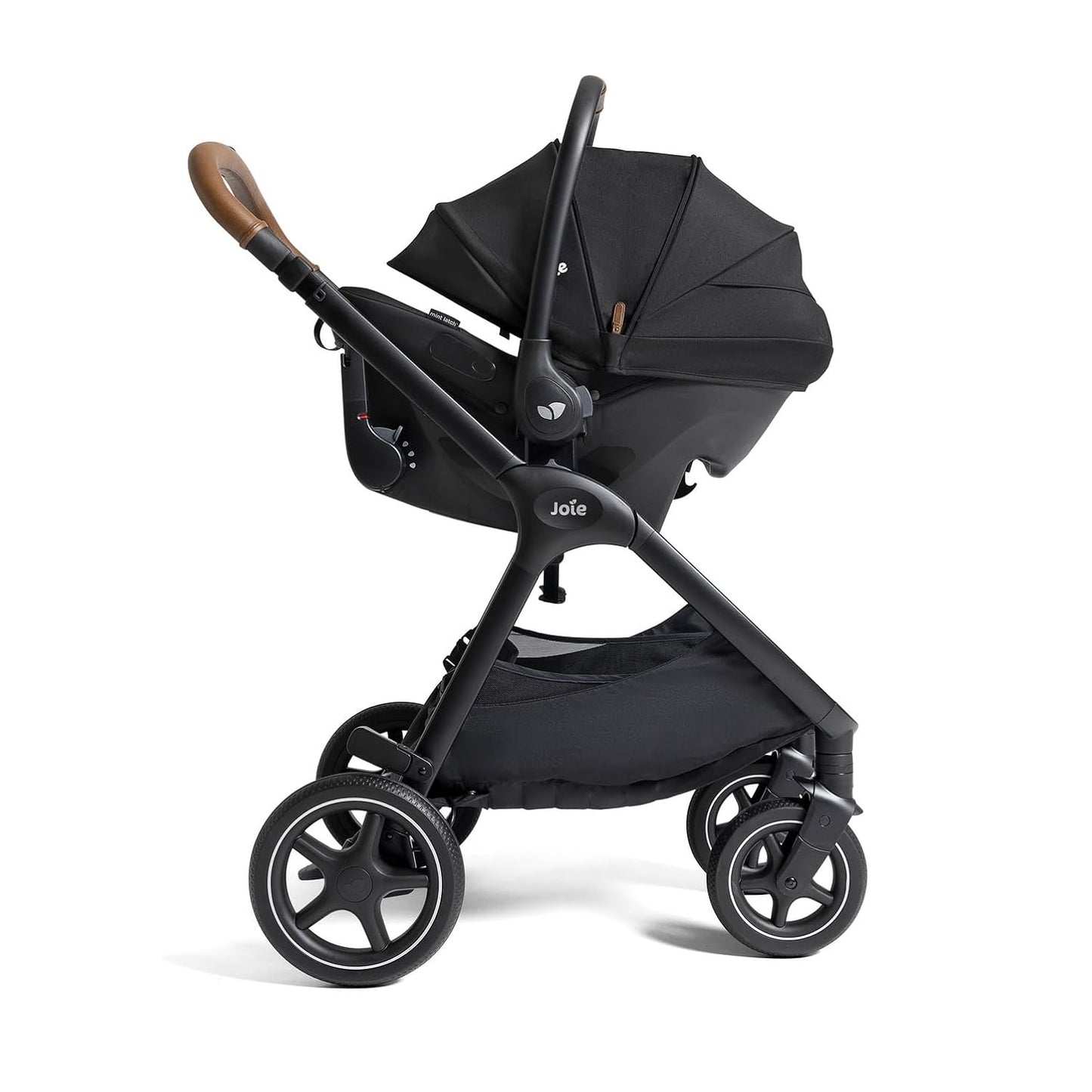 Joie Kava 3-in-1 Stroller and Mint Latch Car Seat Travel System with Reversible Seat, All-Wheel Suspension, and Flex in-Seat Comfort (Shale)