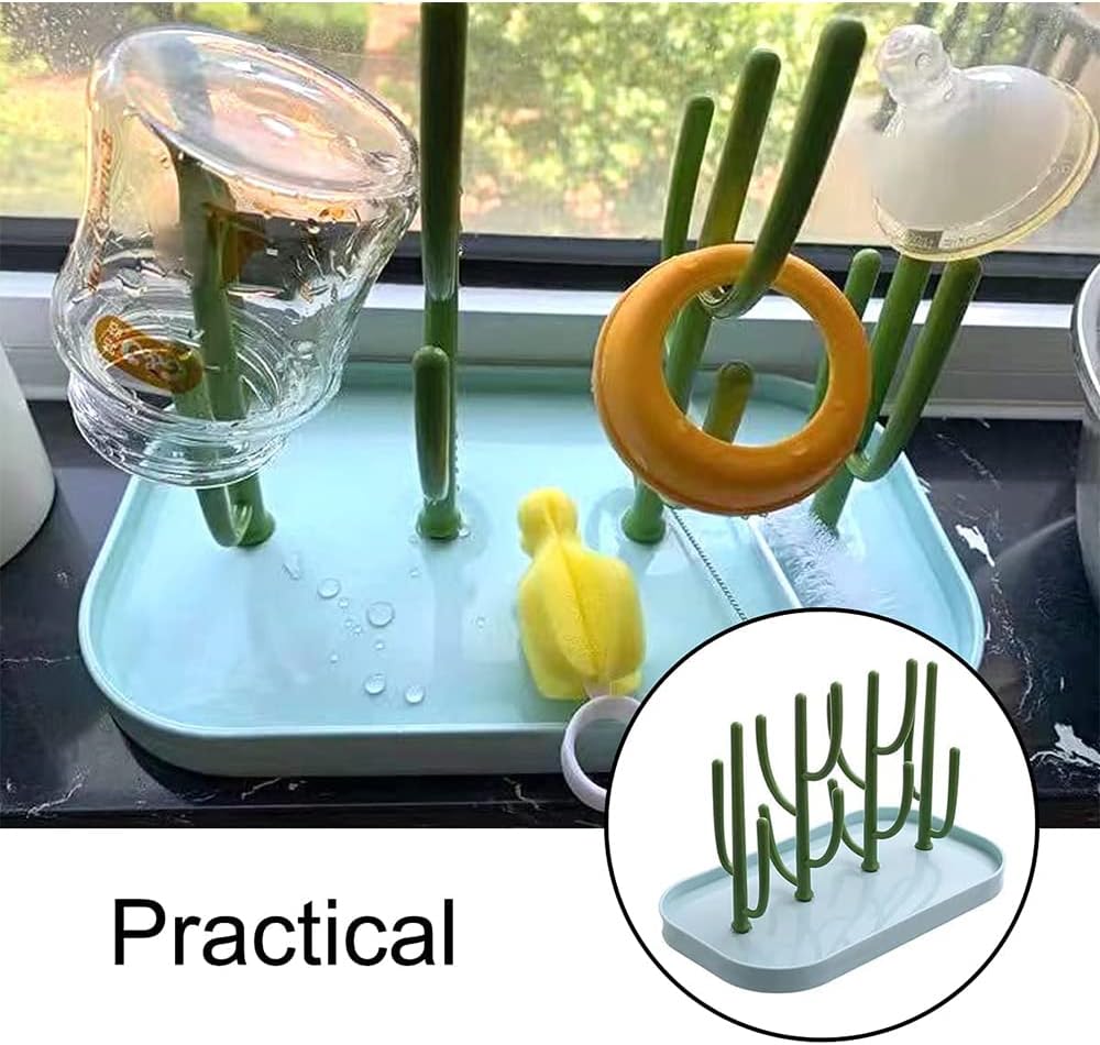Baby Essentials,Bottle Drying Rack,Baby Bottle Drying Rack,Drying Rack for Kitchen Counter,Detachable Bottle Dryer Holder with Base.for Nipples,Cups,Pump Parts and Accessories(Green)