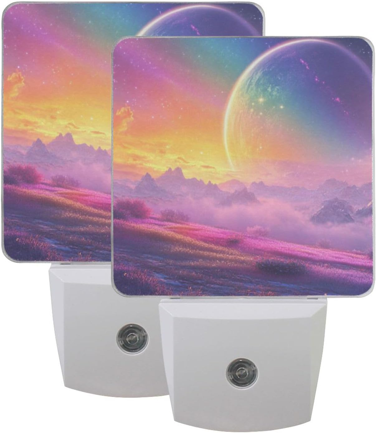 Aslsiy Night Light for Kids Rainbow Fantasy Universe (7) Plug in Wall Lamp LED Dusk to Dawn Sensor Energy Saving Nightlight for Boys Girls Men Women