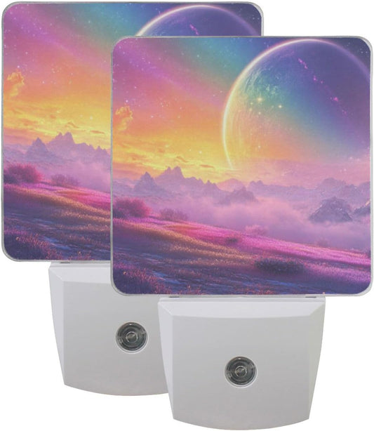 Aslsiy Night Light for Kids Rainbow Fantasy Universe (7) Plug in Wall Lamp LED Dusk to Dawn Sensor Energy Saving Nightlight for Boys Girls Men Women