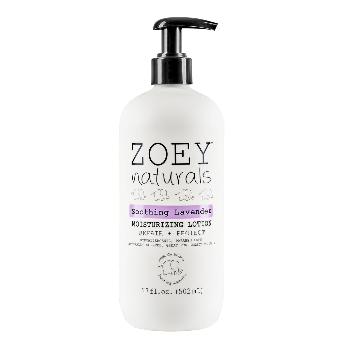 Zoey Naturals Lavender Moisturizing Lotion for Babies – Hypoallergenic, Gentle & Natural for Kids with Sensitive and Dry Skin – Aloe, Avocado & Shea – Made in USA – 17 fl oz