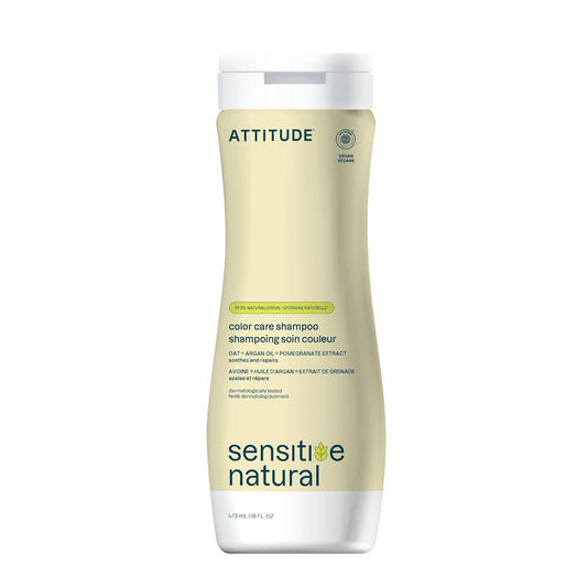 ATTITUDE Hair Shampoo for Sensitive Dry Scalp, EWG Verified, Soothing Oat, Protects Color, Naturally Derived Ingredients, Vegan and Plant-Based, Color Care, Argan Oil, 16 Fl Oz