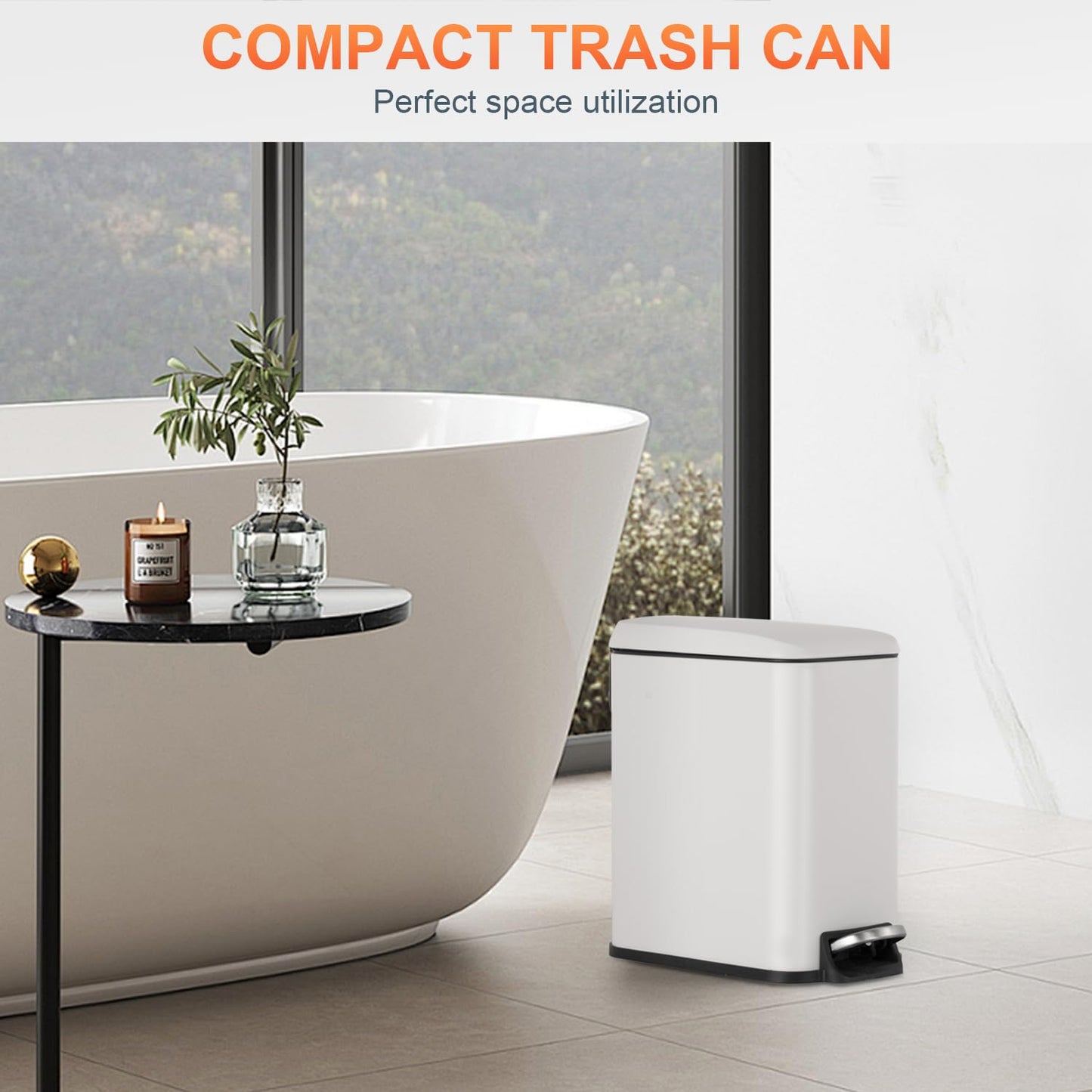 PayLessHere 1.3 Gallon Trash Can Kitchen Trash Can Stainless Steel Trash Can Garbage Can with Removable Plastic Inner Bucket Lid Foot Pedal for Home Kitchen Bedroom Bathroom Kitchen Waste Bin